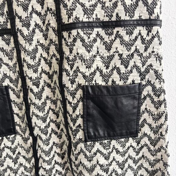 Anthropologie Postmark Sz S B&W Tunic Mid Mod 60s/70s Style Dress Vegan Leather - Picture 4 of 11